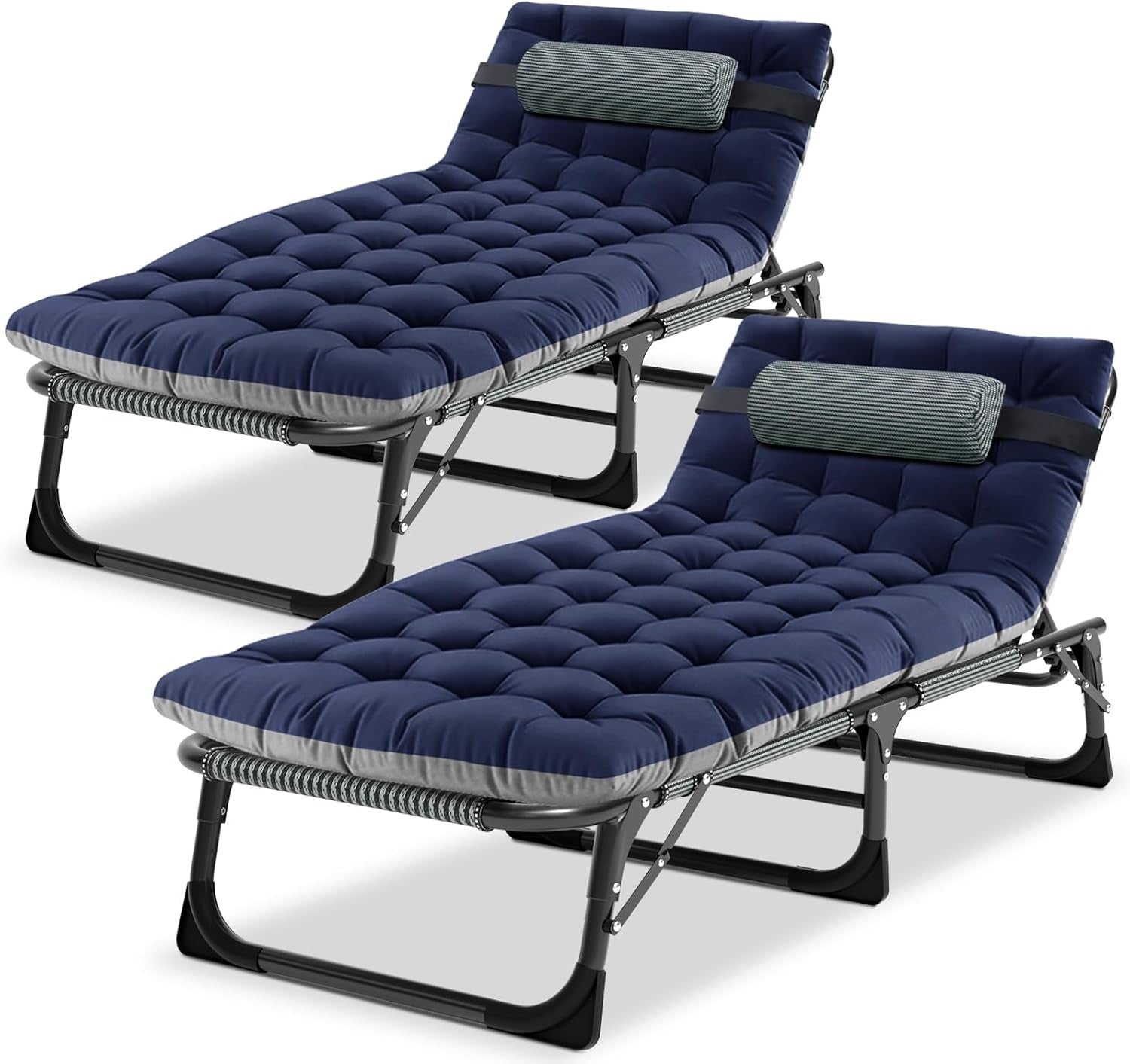 Heavy Duty Folding Camping Beds with Mattress - Portable Outdoor Cot 2-Pack