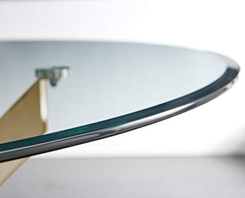 Round Glass Dining Table with Gold Metal Legs Modern 4 Seater 100cm