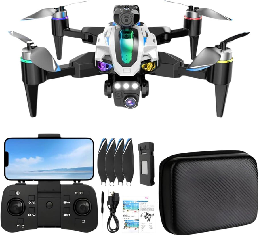 4K Foldable Drone Dual HD Cameras Obstacle Avoidance Brushless Motor Black