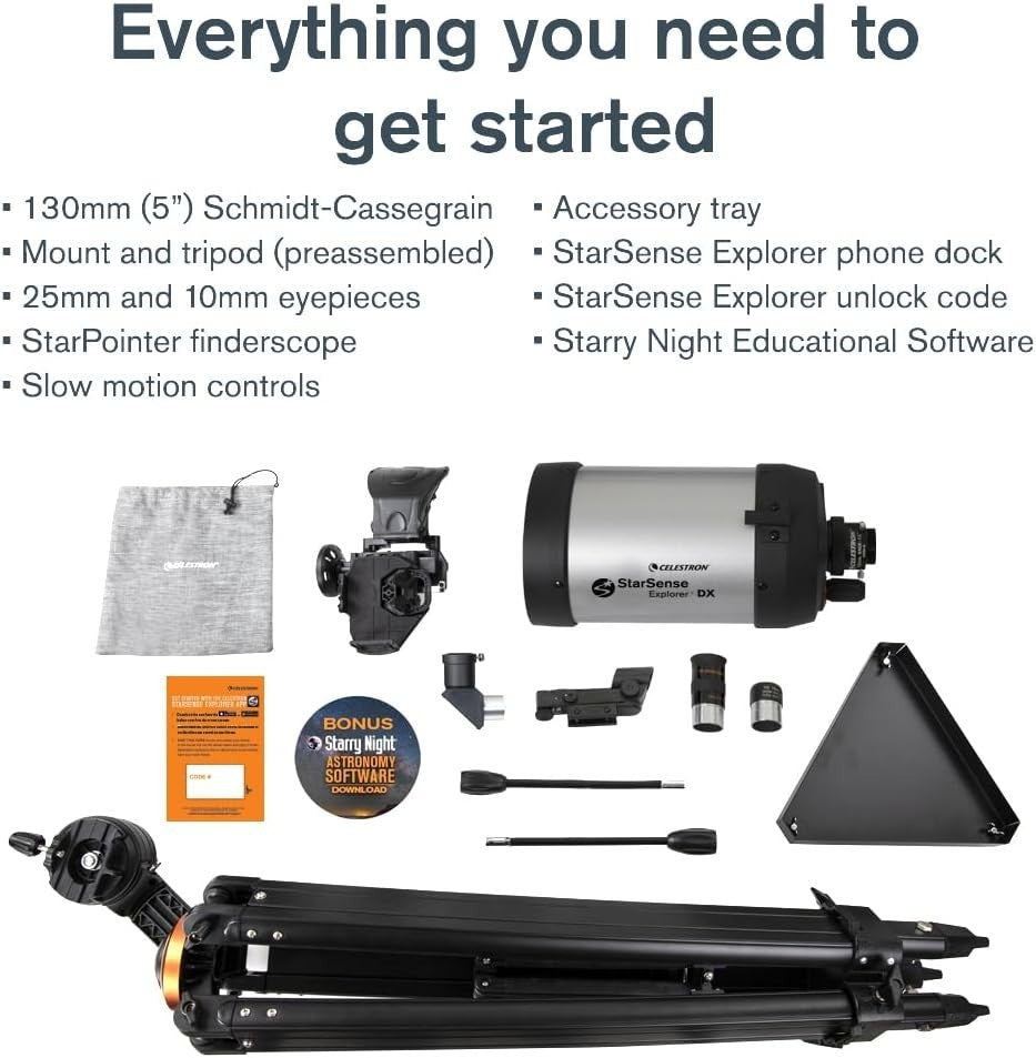 5” Schmidt-Cassegrain Telescope with Smartphone App, Eyepieces & Mount, Silver