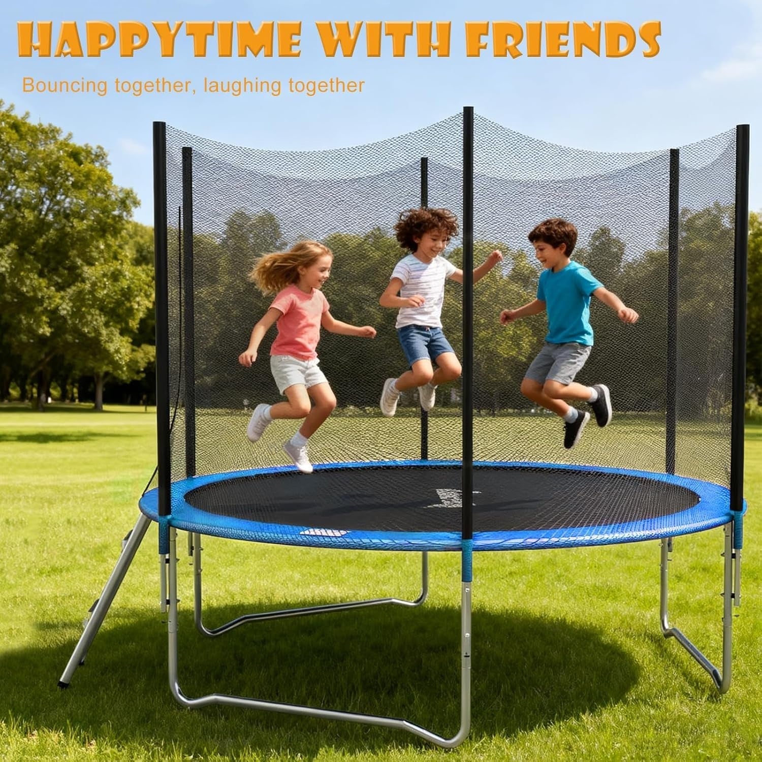 12ft Outdoor Garden Trampoline Kids Safety Net Ladder Heavy Duty