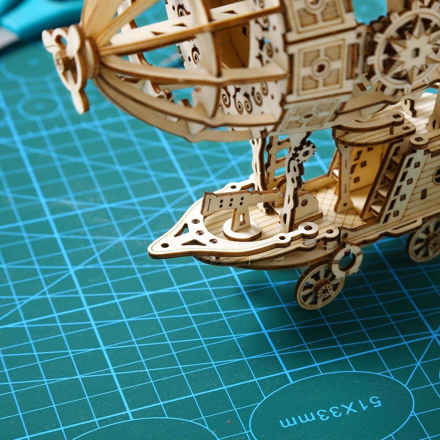 3D Wooden Airship Puzzle Model Kit Adults DIY Steampunk Decor Gift