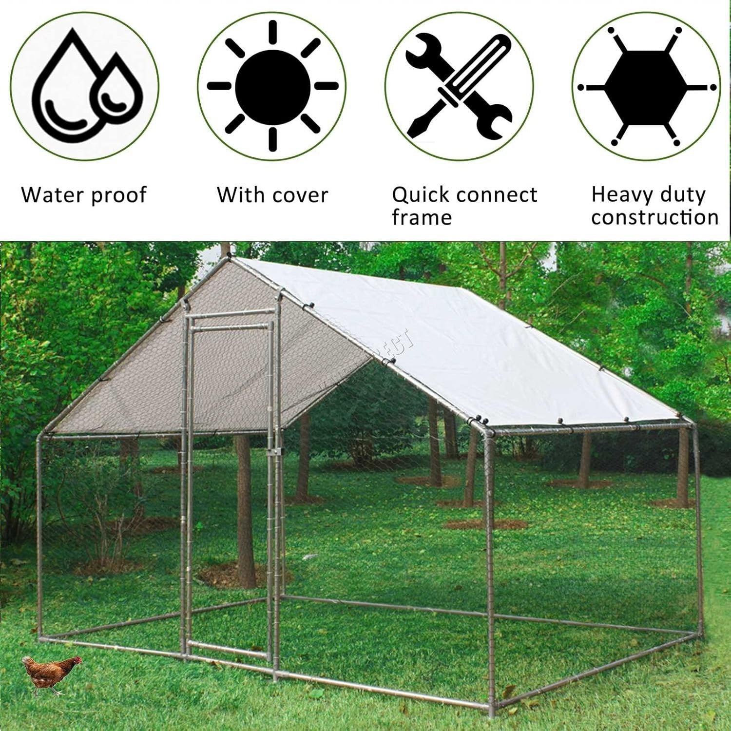 Walk In Chicken Run Outdoor Metal Pet Enclosure 3x2x2m Secure Cage