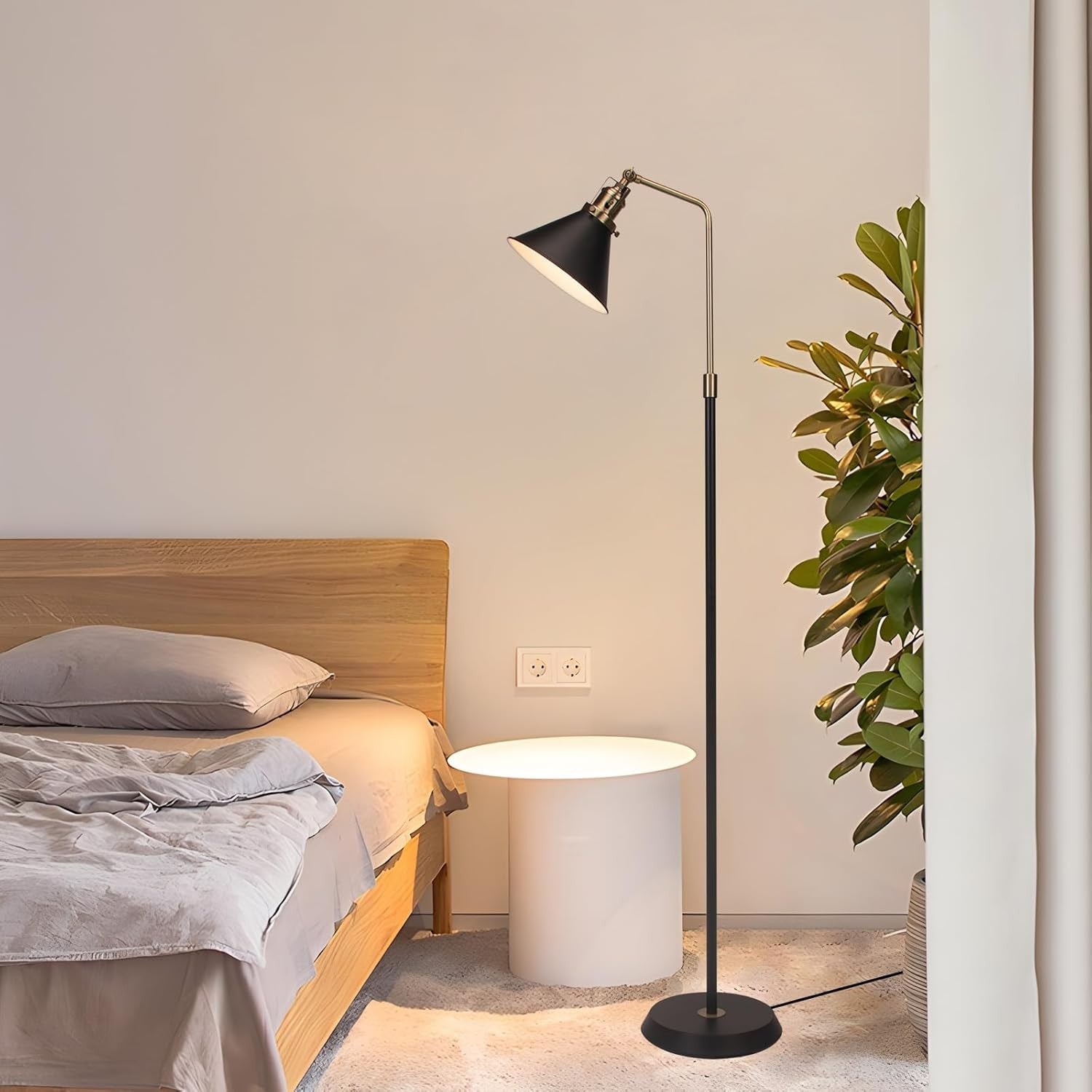 Industrial Floor Lamp Black Bronze Adjustable Head Vintage Metal Standing Light