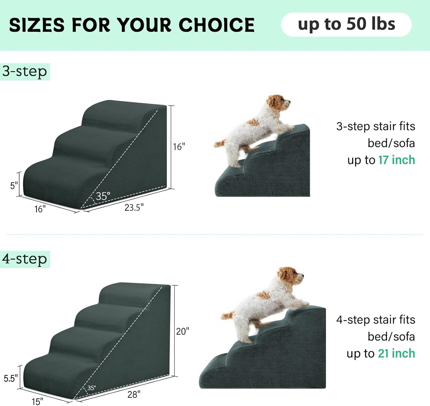 3-Step Dog Stairs Ramp Non-Slip Pet Steps Small Dogs Dark Gray