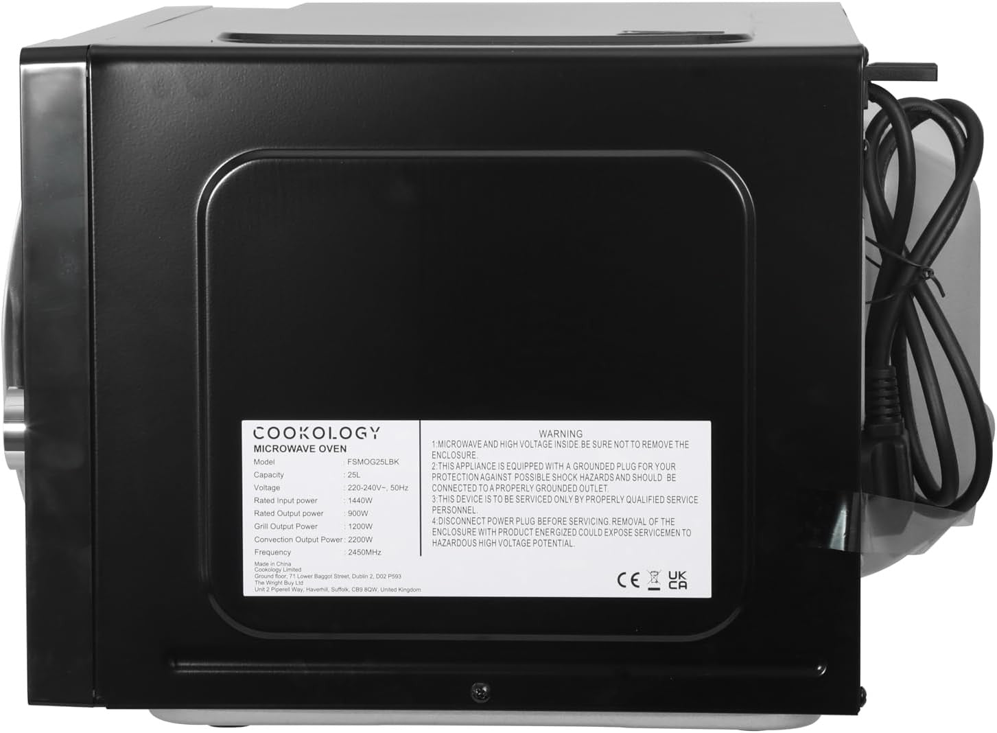 Cookology 25L Combi Microwave Oven Grill 900W 1200W 2200W Black