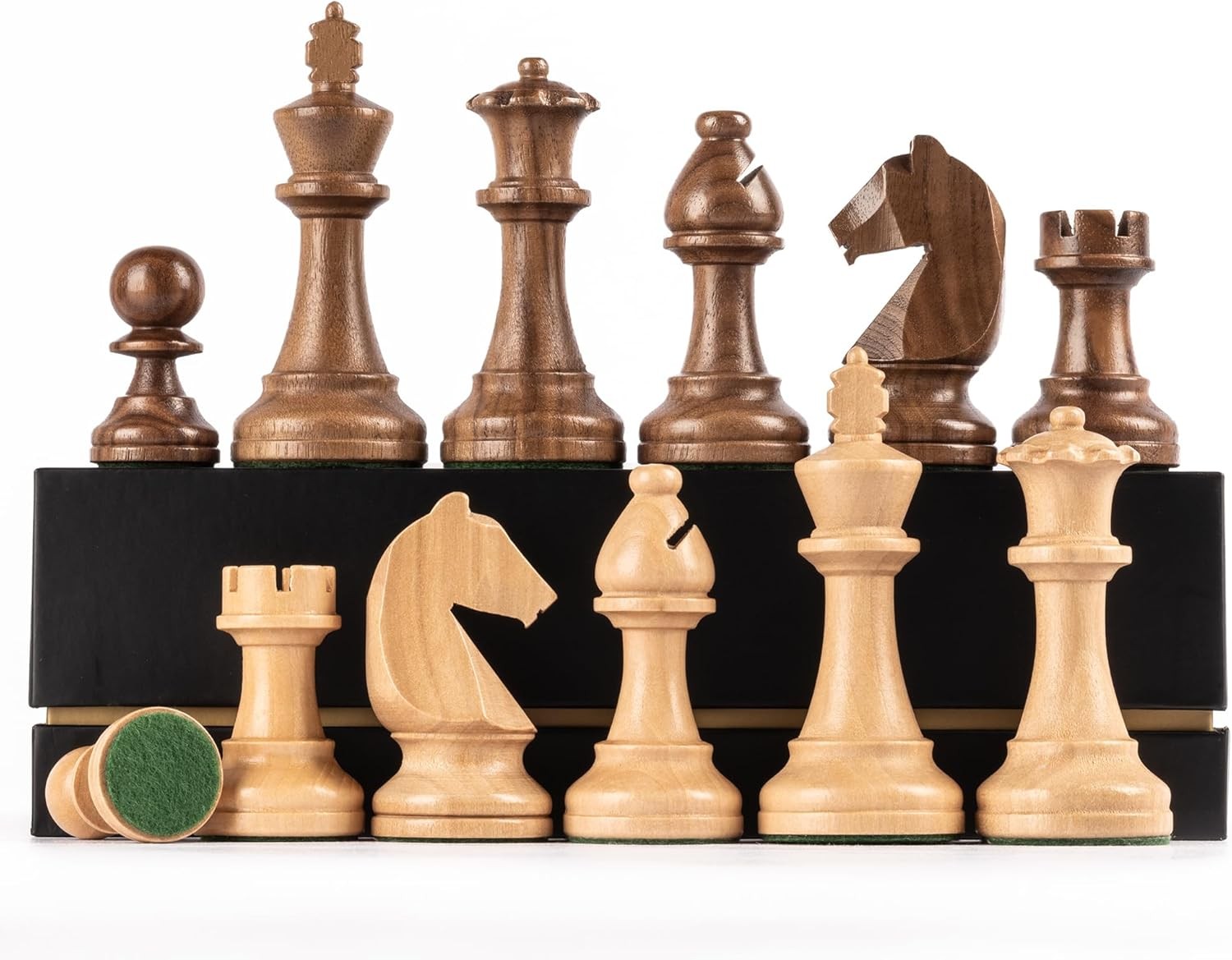 Triple Weighted Wooden Chess Pieces Set 3.75" King w/ Bags & Extra Queens