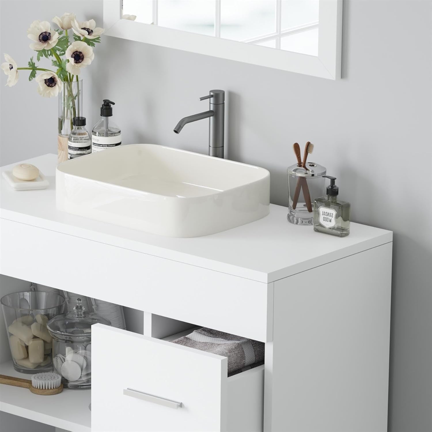 Under Sink Bathroom Cabinet White Storage Unit with Drawers 70x30x64cm