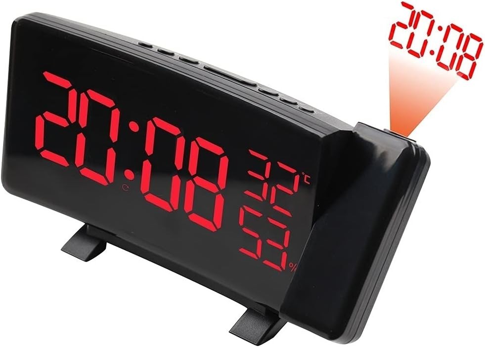 Projection Alarm Clock Large LED Display Indoor Temperature Dual Alarm USB