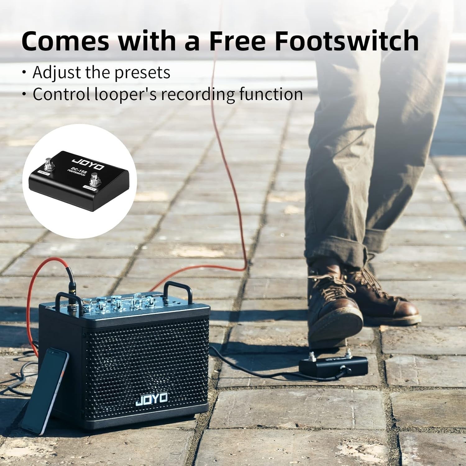 15W Portable Guitar Amp Rechargeable Bluetooth 9 Amp Models Looper FX