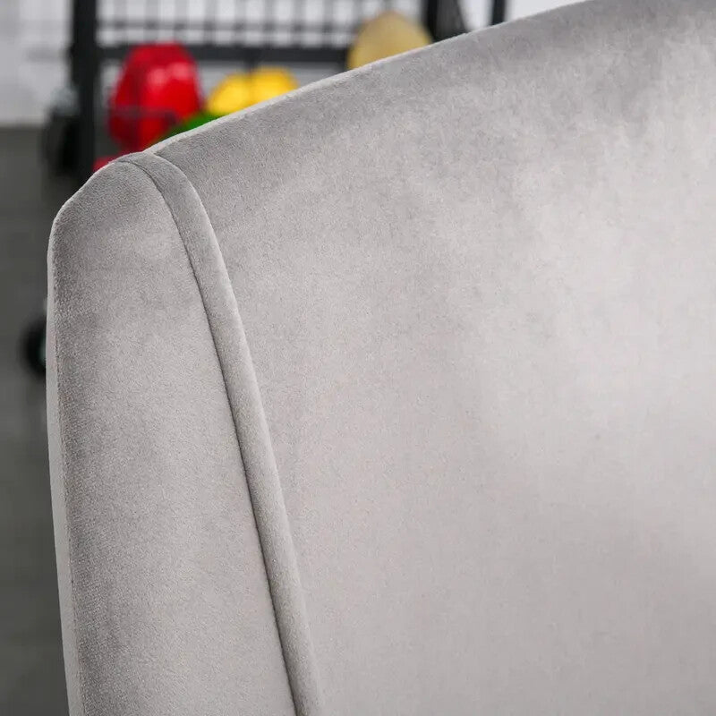 2x Grey Velvet Dining Chairs Set Metal Legs Padded Seat Kitchen Lounge