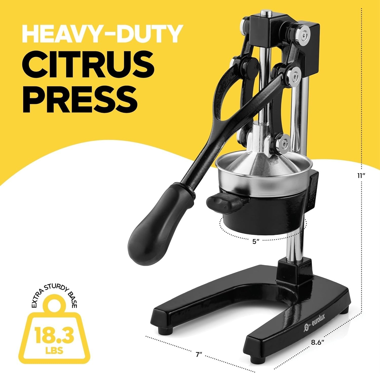 Commercial Manual Citrus Juicer Cast Iron Hand Press with Steel Cup