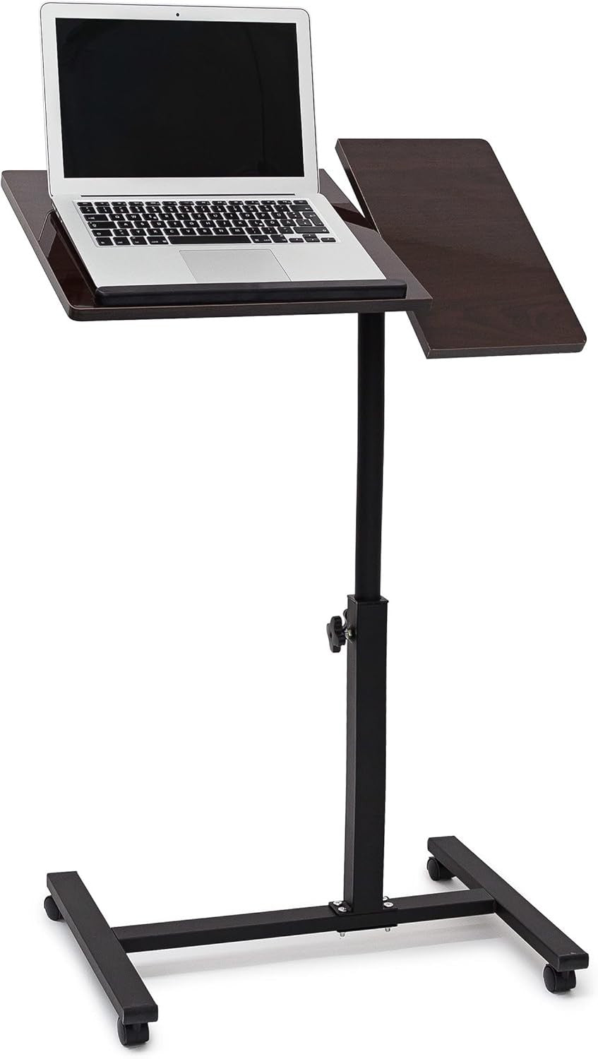 Height Adjustable Laptop Table with Wheels Sofa Bedside Rolling Desk Stand