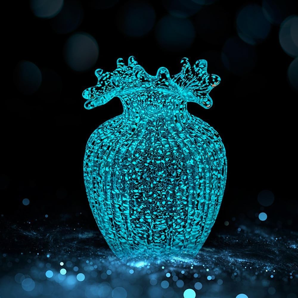 Large Glow Glass Flower Vase Wave Mouth Luminous Home Table Decor