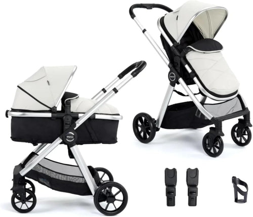 Silver 2 in 1 Baby Pram Pushchair Lightweight Foldable Carrycot