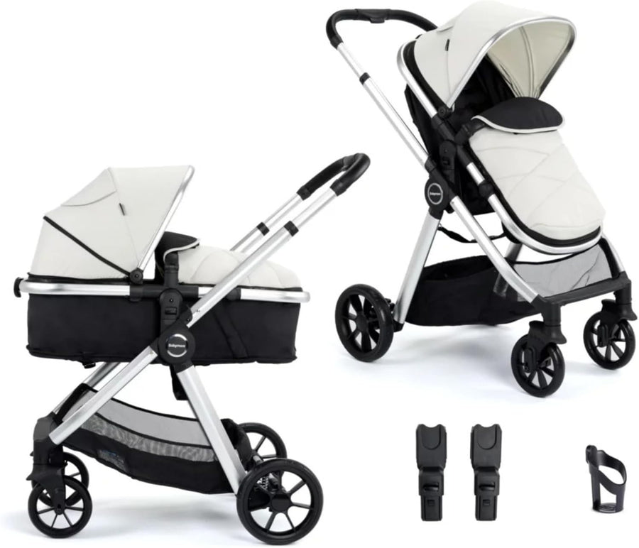 Silver 2 in 1 Baby Pram Pushchair Lightweight Foldable Carrycot