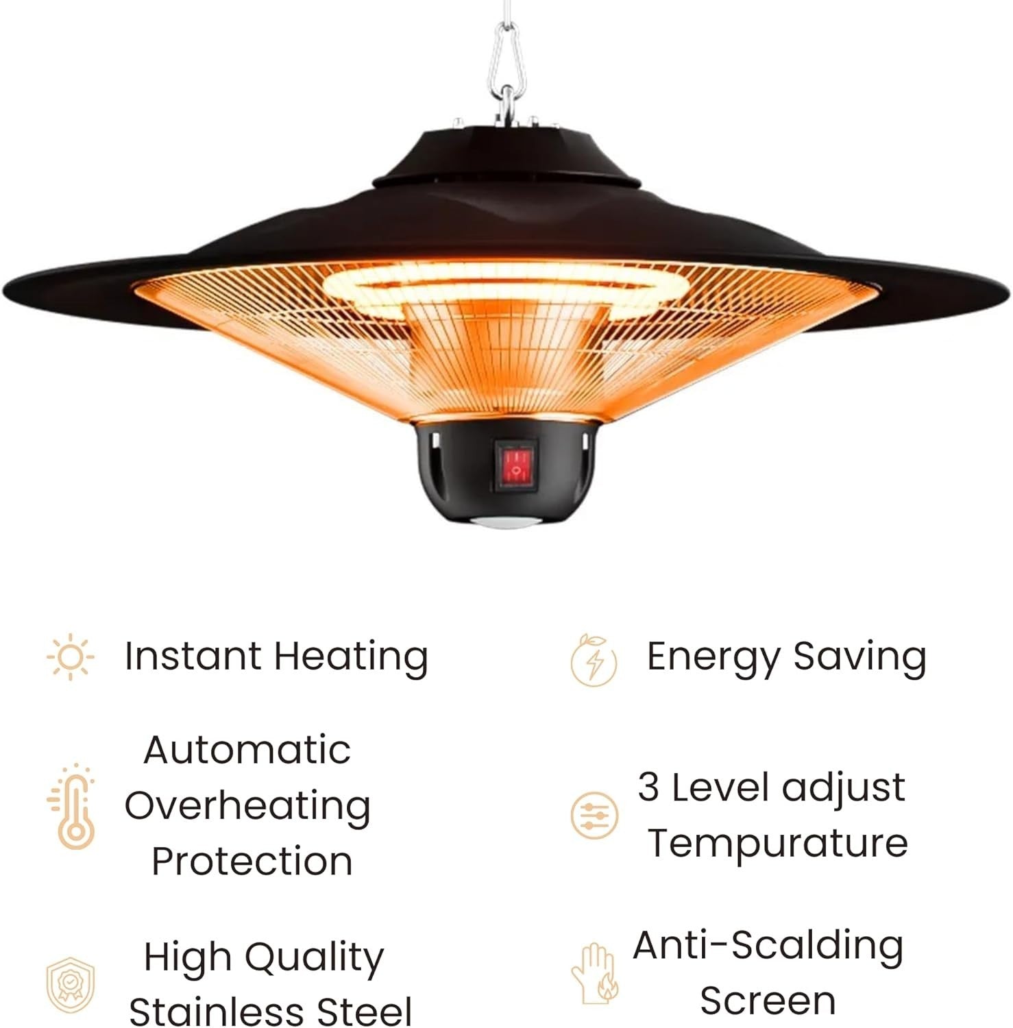Ceiling Mounted Infrared Patio Heater 2500W Remote App Control Waterproof