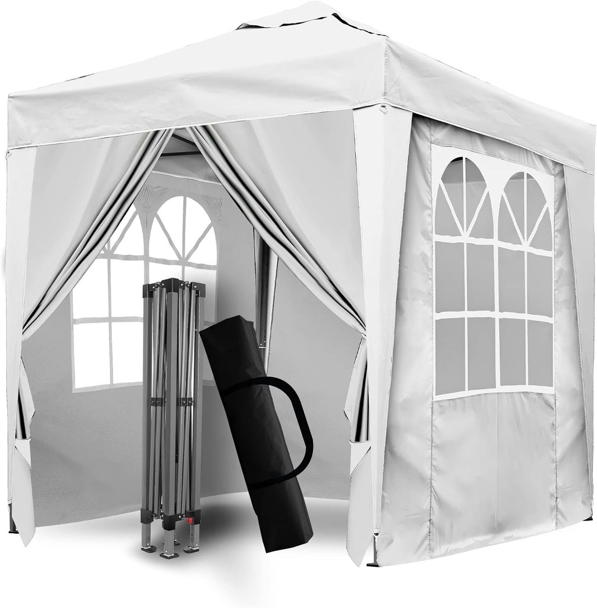 2x2M White Pop Up Gazebo With Removable Sides Waterproof Outdoor Tent