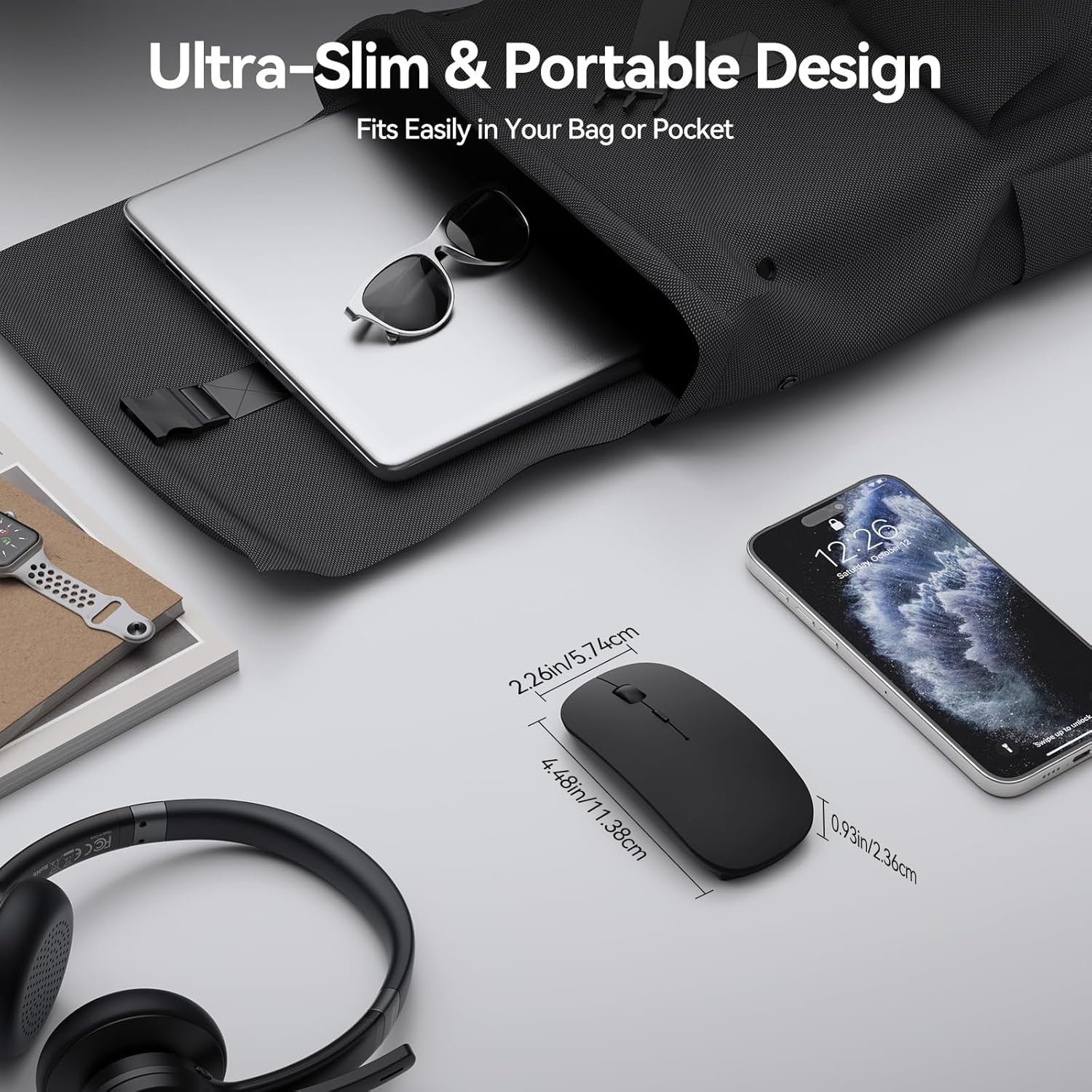 Slim Bluetooth Wireless Mouse Rechargeable 4800 DPI USB-C Silent
