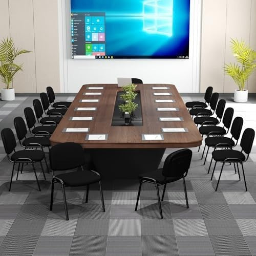 Set of 2 Stackable Office Reception Chairs Padded Linen