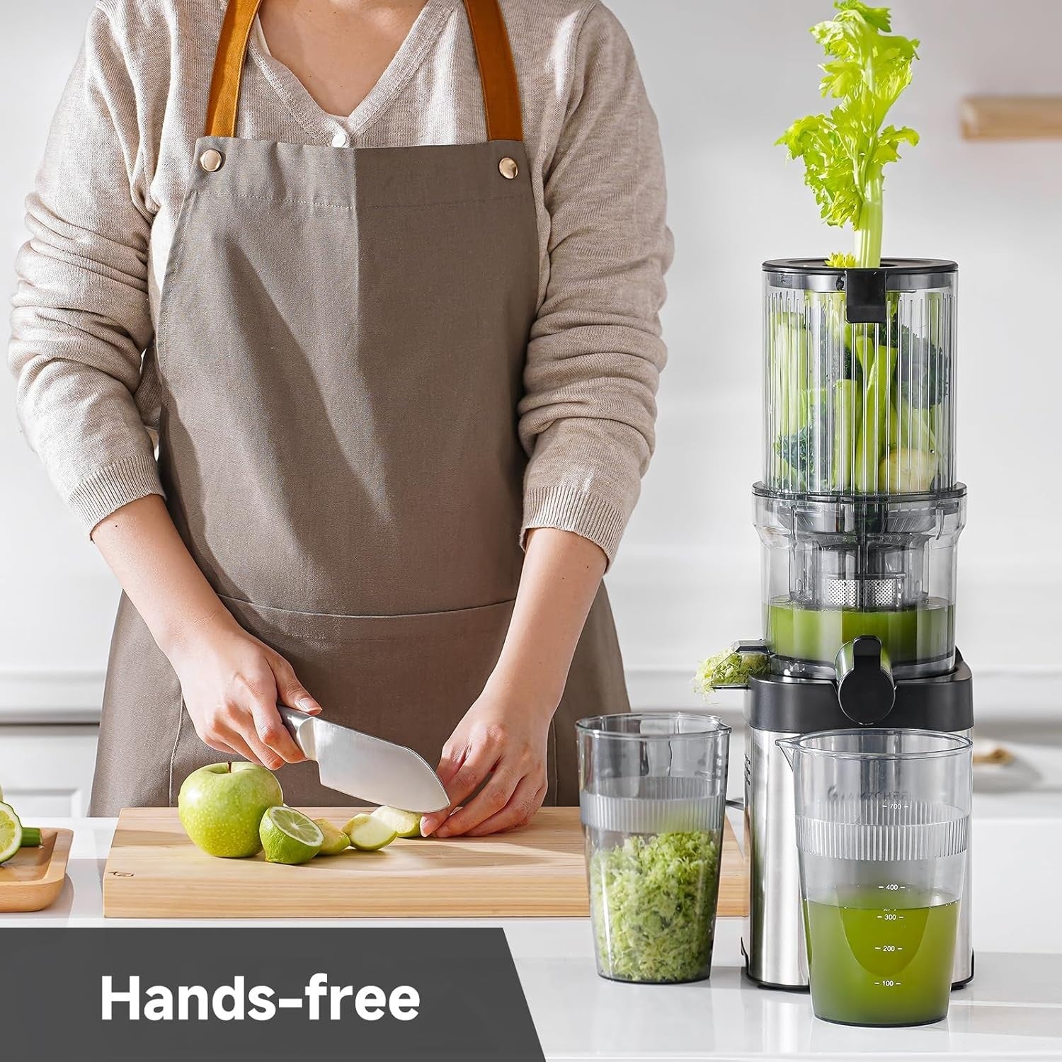 Cold Press Juicer Stainless Steel 118mm Wide Chute Auto Cutting Slow Juicing