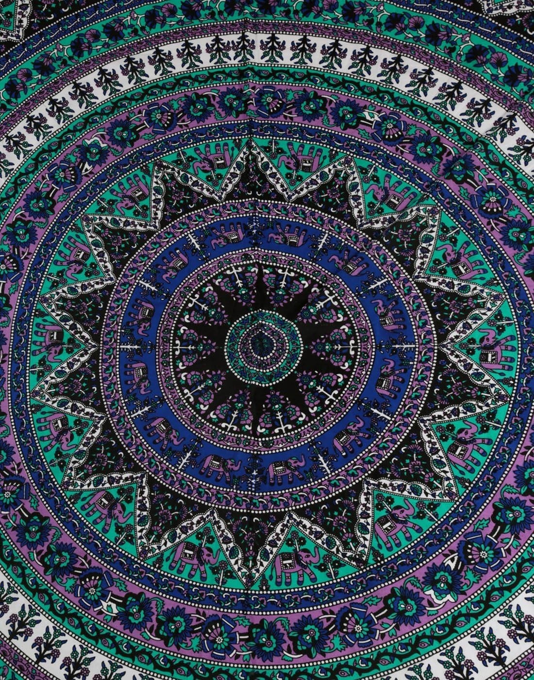 Sea Green Mandala Tapestry 20x20in Boho Wall Hanging Cotton