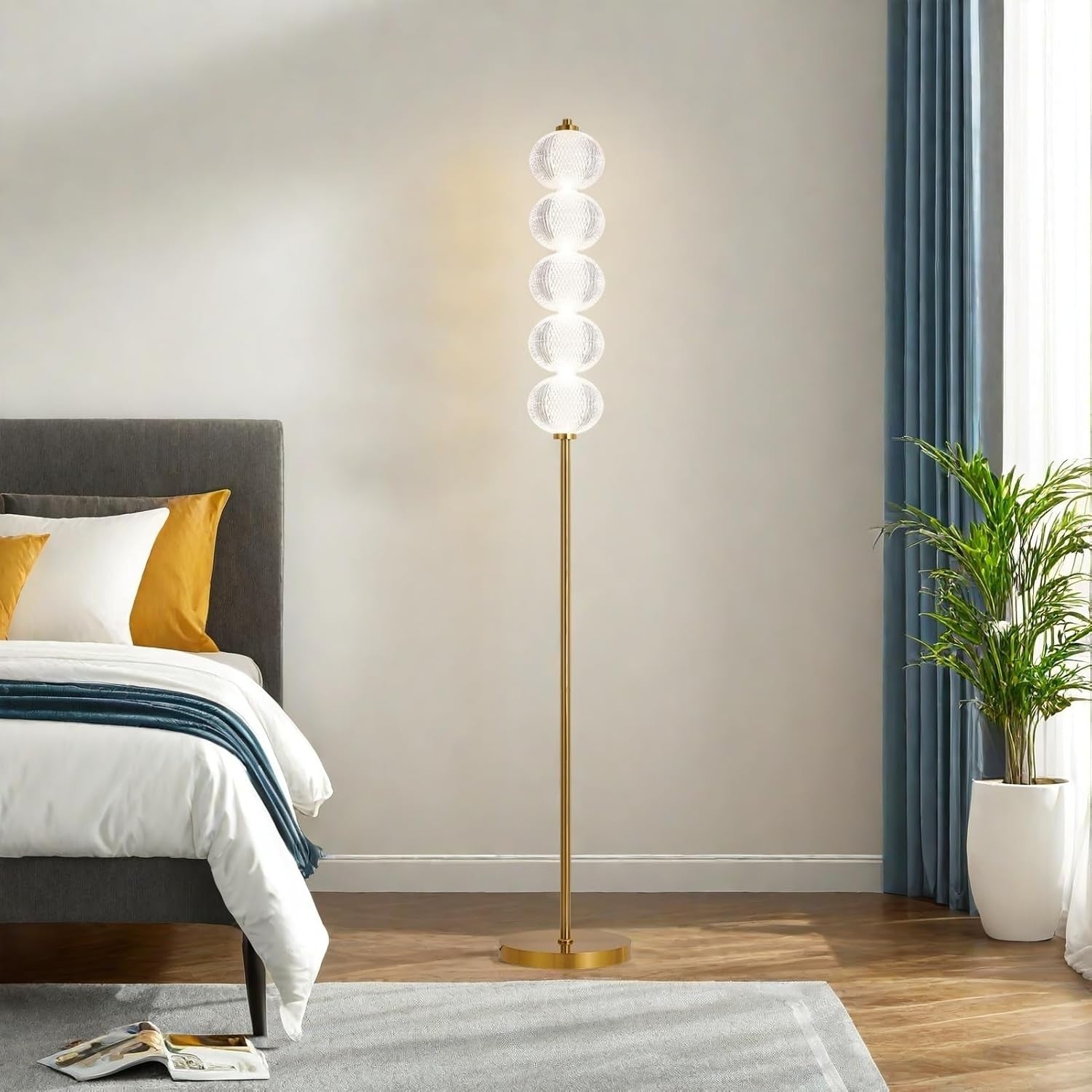 Gold LED Floor Lamp 2400LM Modern Standing Light 3 Color Dimmable