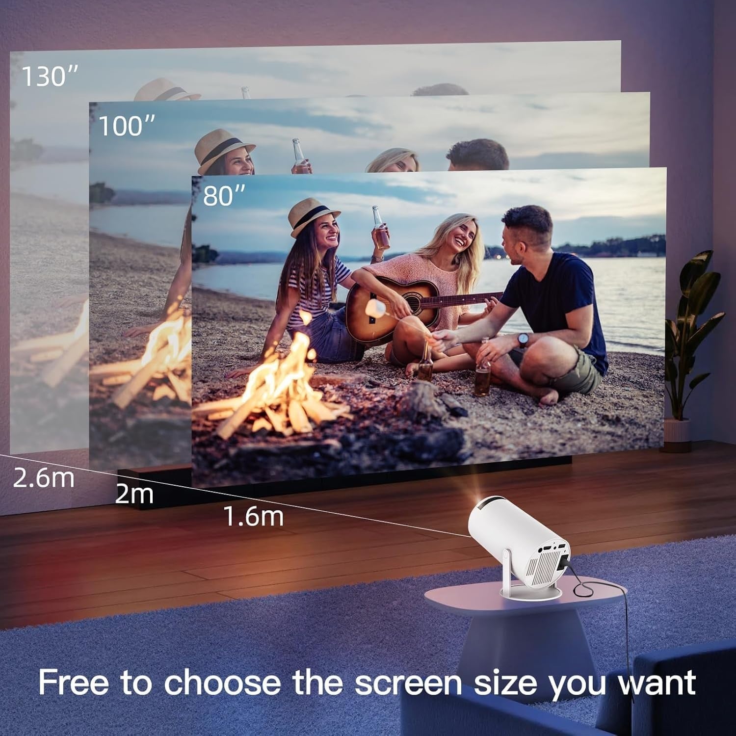 Android 11 Mini Projector WiFi Bluetooth 1080P 4K Support Portable
