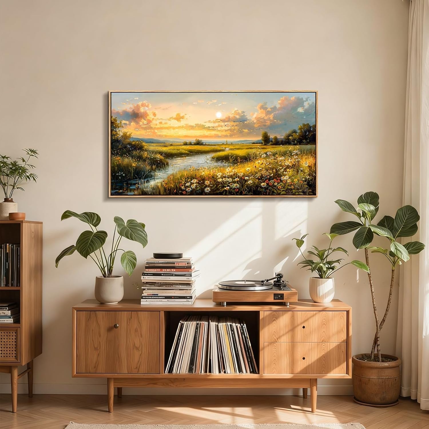 Large Landscape Canvas Wall Art Framed Rustic Countryside Living Room Decor