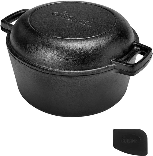 Cast Iron Dutch Oven 5Qt Combo Cooker 2 in 1 Skillet Lid 10in