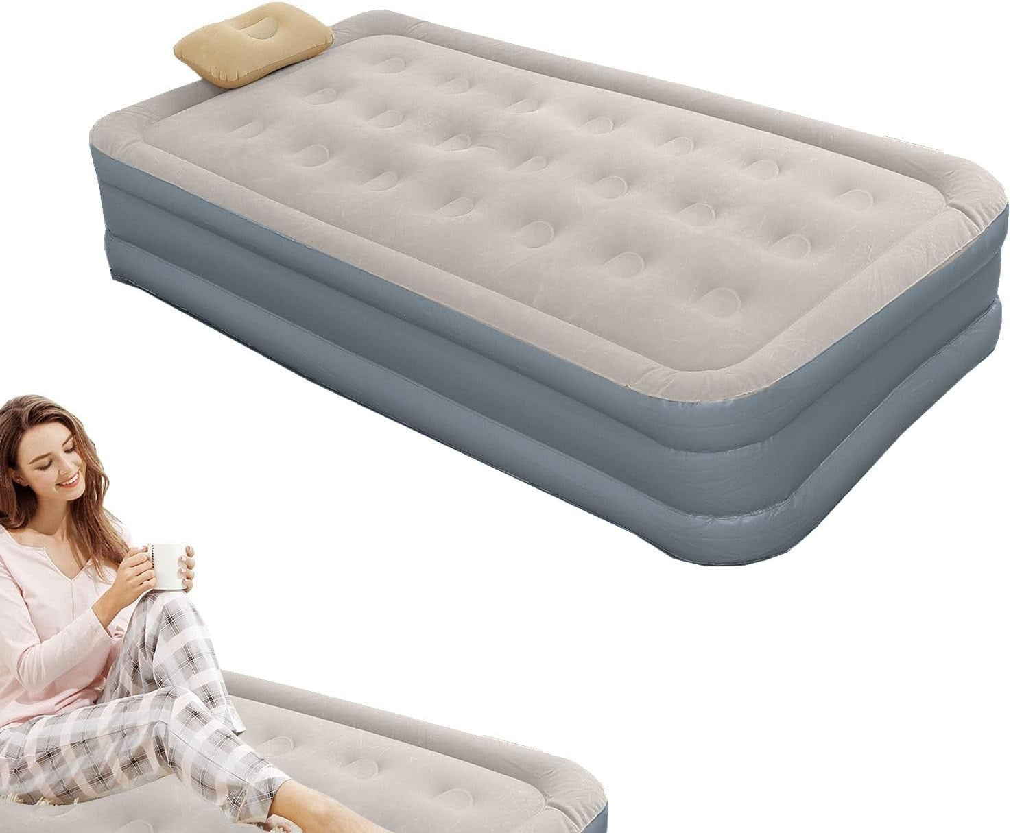 Adult Inflatable Air Mattress with Built-in Pump | Portable Floor Bed
