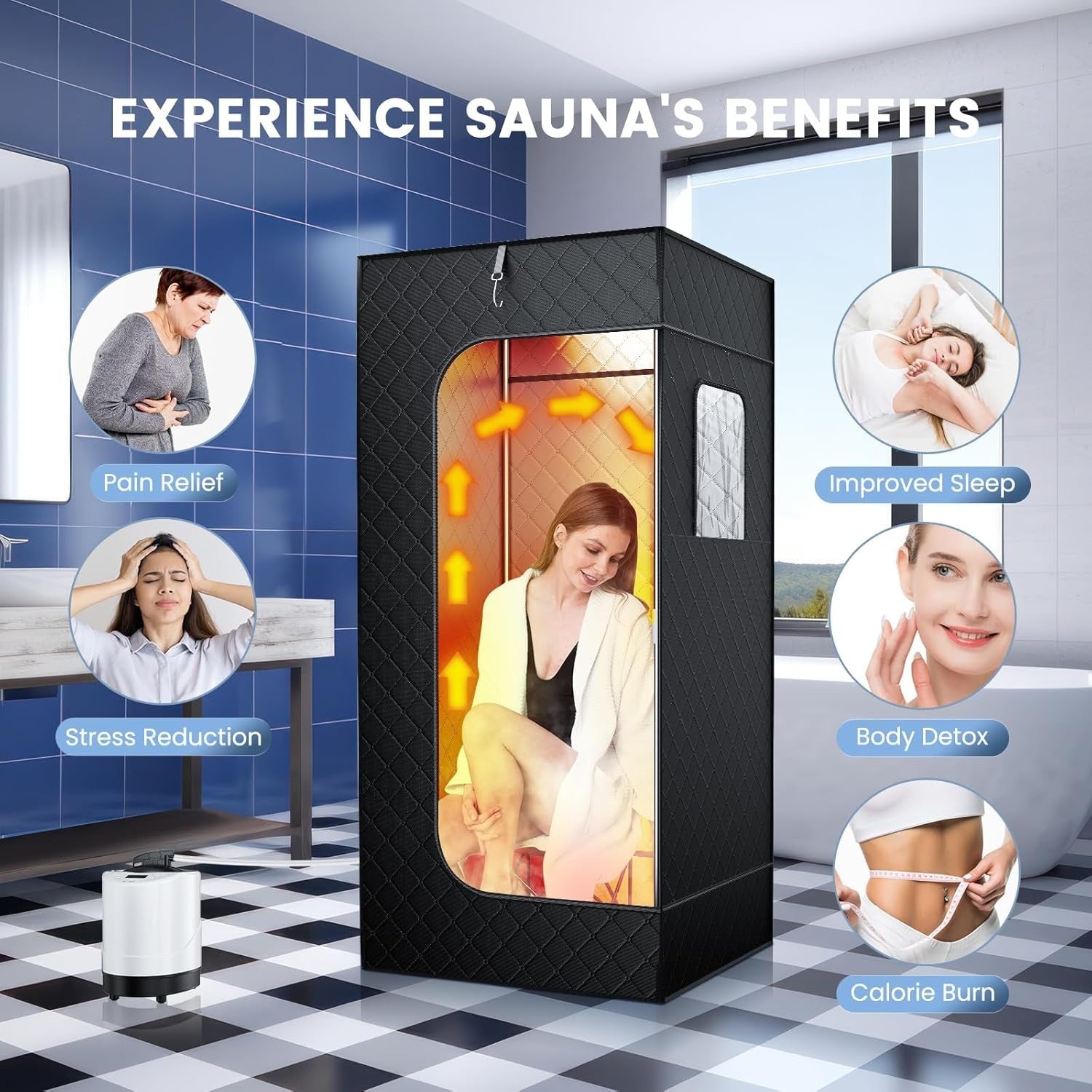 Portable Full Size Steam Sauna Tent 2.6L Fast Heat 9-Level Home Spa Detox Box