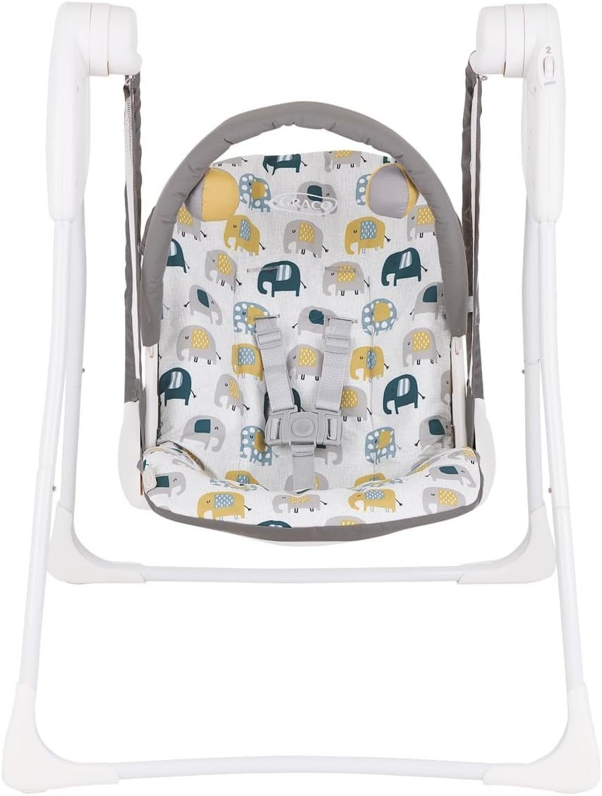 Compact Baby Swing with 2 Speeds Recline Toy Bar Foldable Seat 0-6m