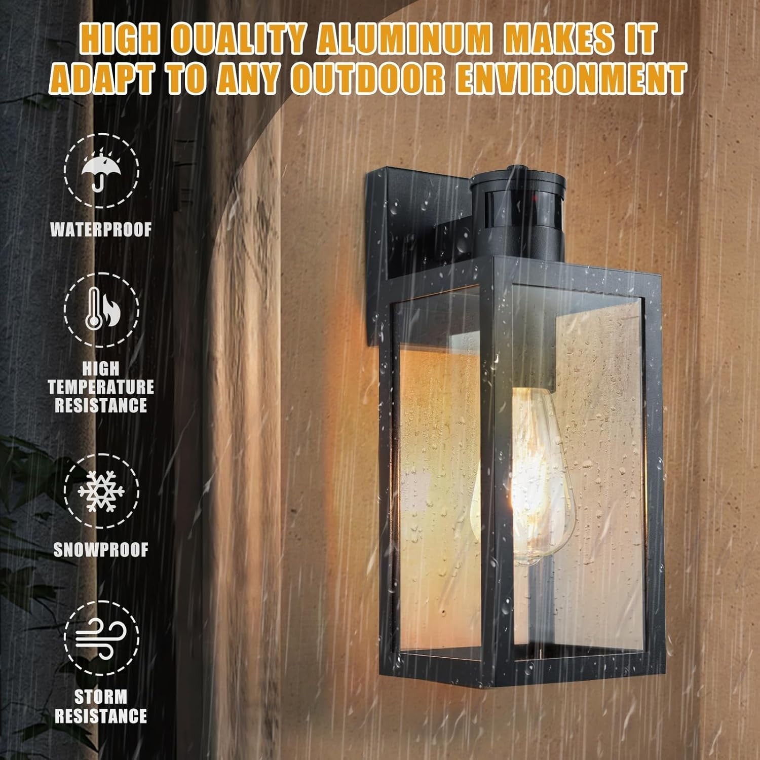Outdoor Motion Sensor Wall Light Black | Dusk to Dawn Energy Saving