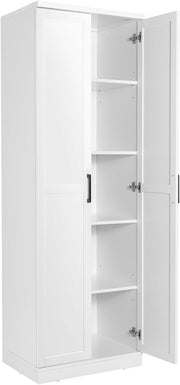 Tall Kitchen Cupboard 5-Tier Storage Cabinet 2 Doors White
