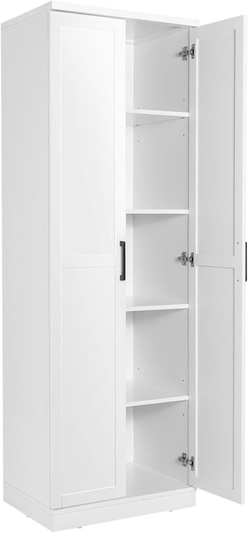 Tall Kitchen Cupboard 5-Tier Storage Cabinet 2 Doors White