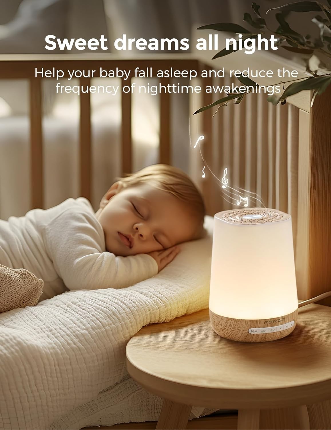 Baby White Noise Machine for Sleep | 34 Soothing Sounds, Night Light & App