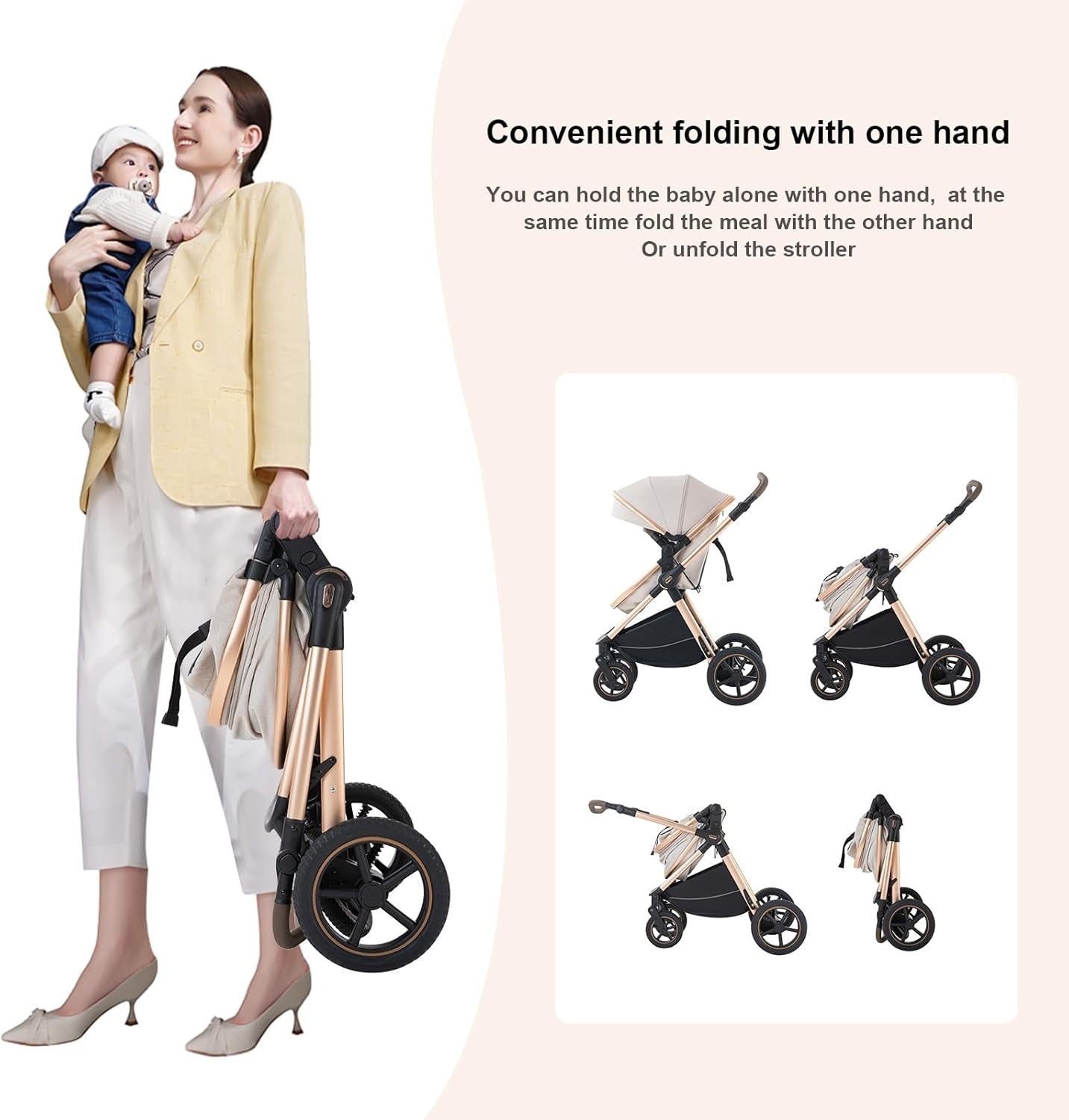 3-in-1 Baby Stroller Travel System Foldable Pushchair Aluminium Frame