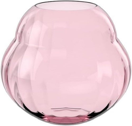 Pink Crystal Glass Vase 17cm Round Modern Flower Vase Table Centrepiece