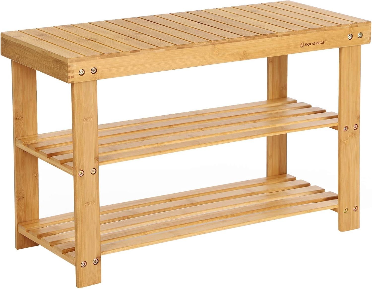 3-Tier Bamboo Shoe Bench Storage Rack 70cm Hallway Living Room Organizer