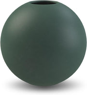 Dark Green Ceramic Ball Vase 20cm Modern Round Table Home Decor