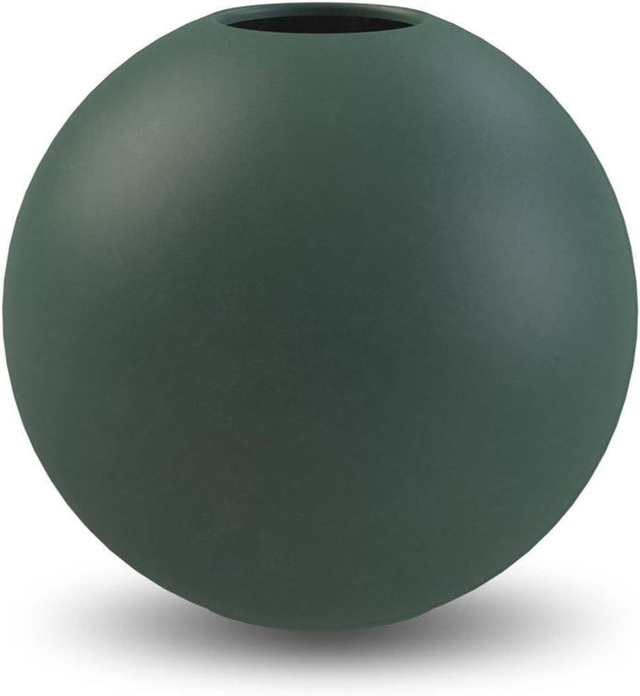 Dark Green Ceramic Ball Vase 20cm Modern Round Table Home Decor