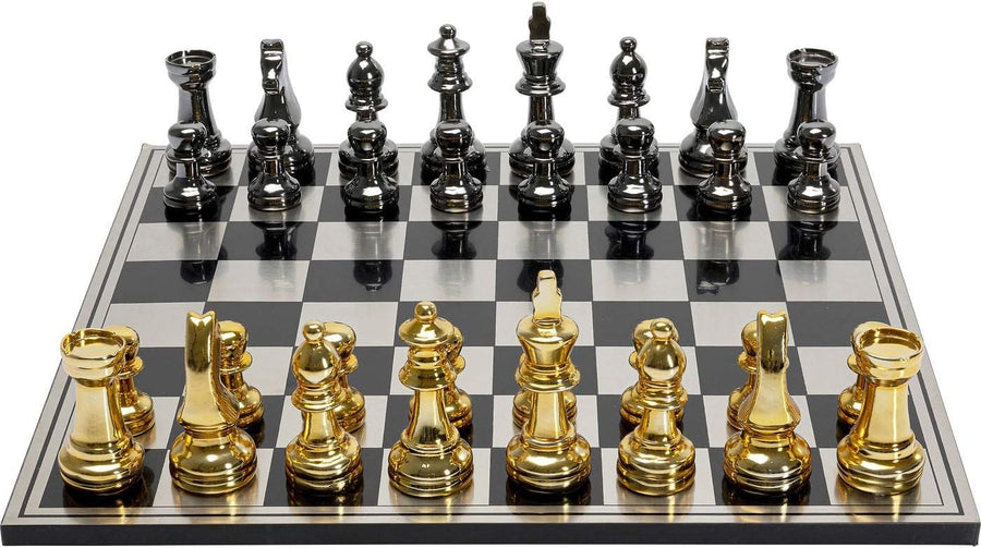 Luxury Metallic Gold & Silver Chess Set 60cm – Premium Decorative Board Game