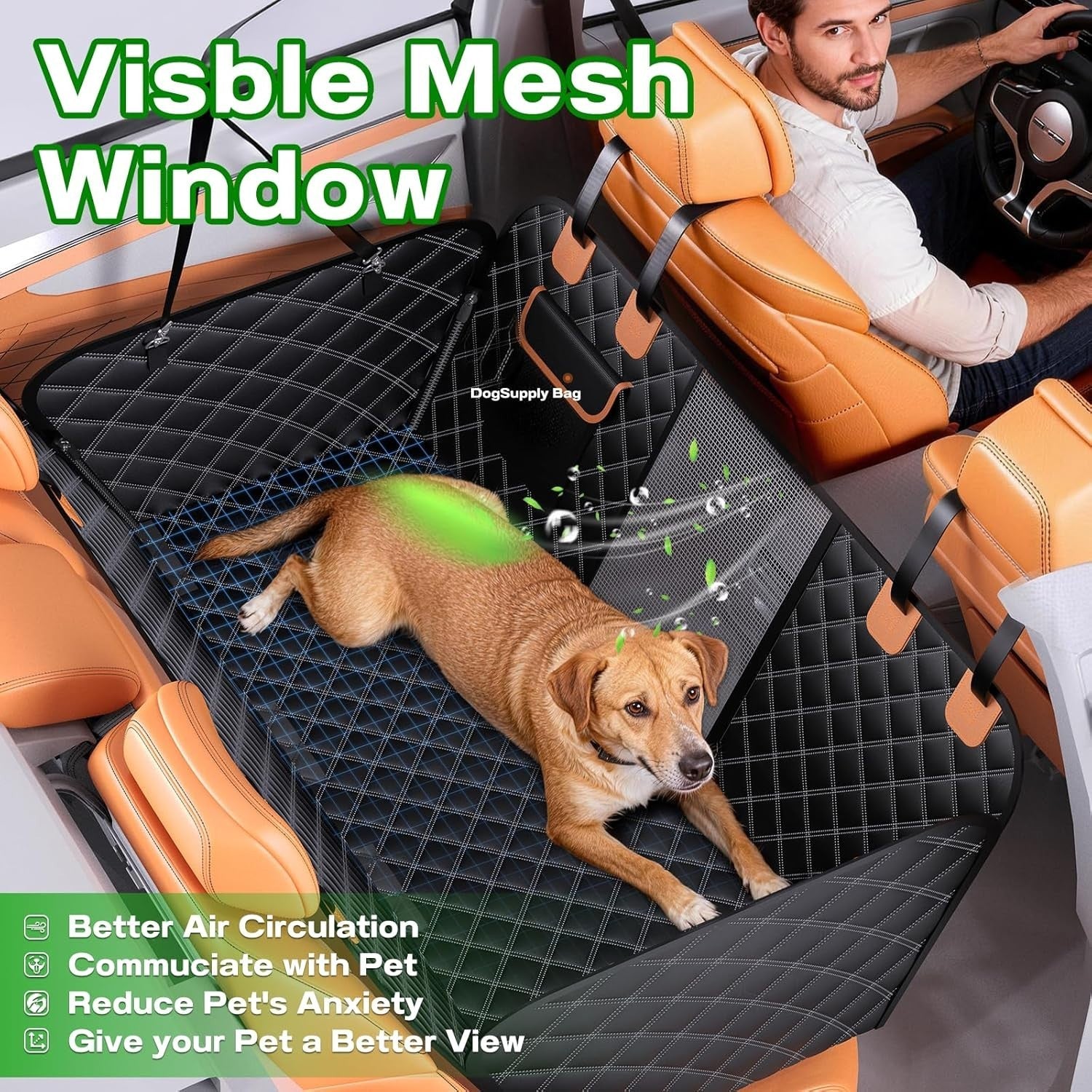 Dog Car Seat Cover Hammock Waterproof Mesh Window Rear Protector 147cm