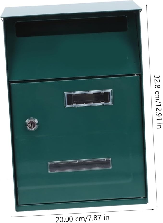 Wall Mount Metal Mailbox Green Galvanized Lockable Post Box Secure Stylish