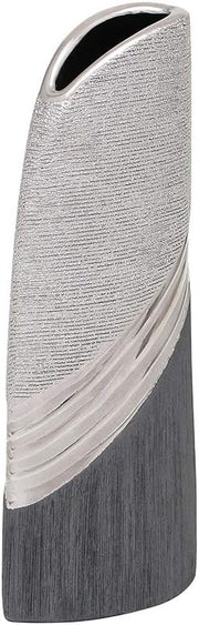 Modern Ceramic Vase 25cm Silver Grey Tall Decorative Home Centrepiece