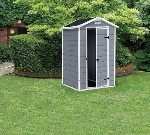 Outdoor Plastic Garden Shed with Floor & Lock Option Weatherproof Storage 4x3ft