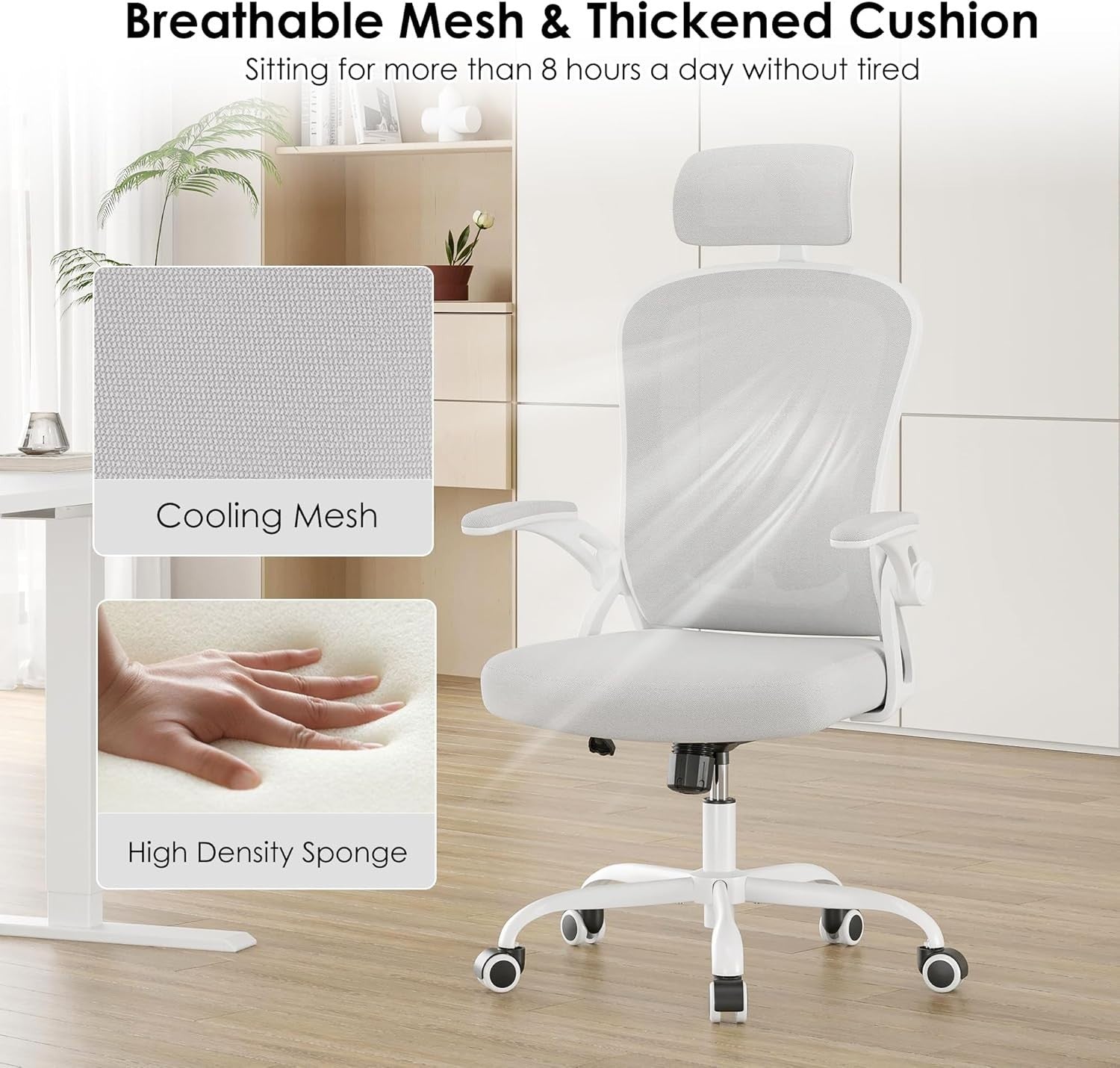 Ergonomic Home Office Desk Chair | High Back Adjustable Lumbar Support Mesh