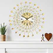 60cm Gold Sunburst Wall Clock – Silent Quartz Modern Decorative Crystal Design