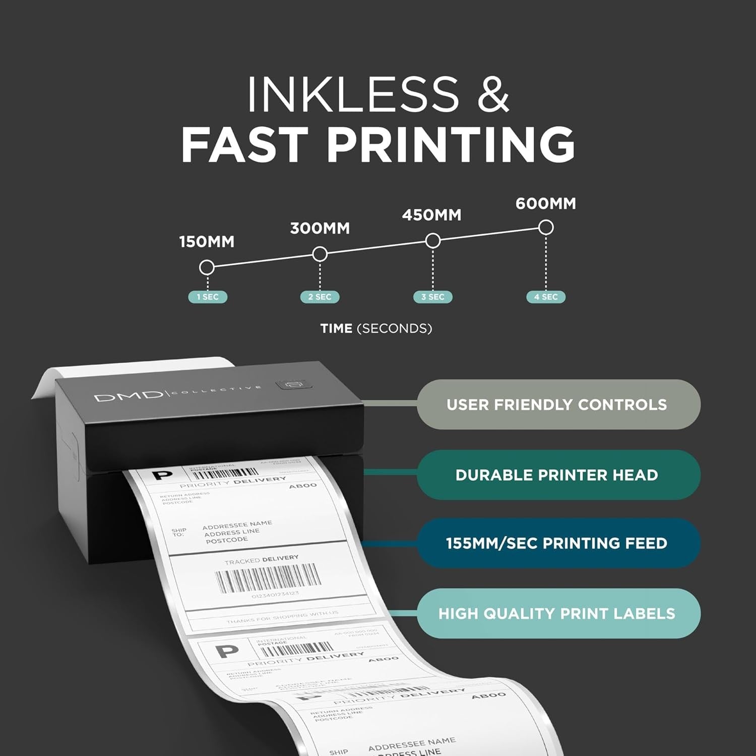 Bluetooth Thermal Label Printer 4x6 – USB & Bluetooth for Mac, Windows, iOS
